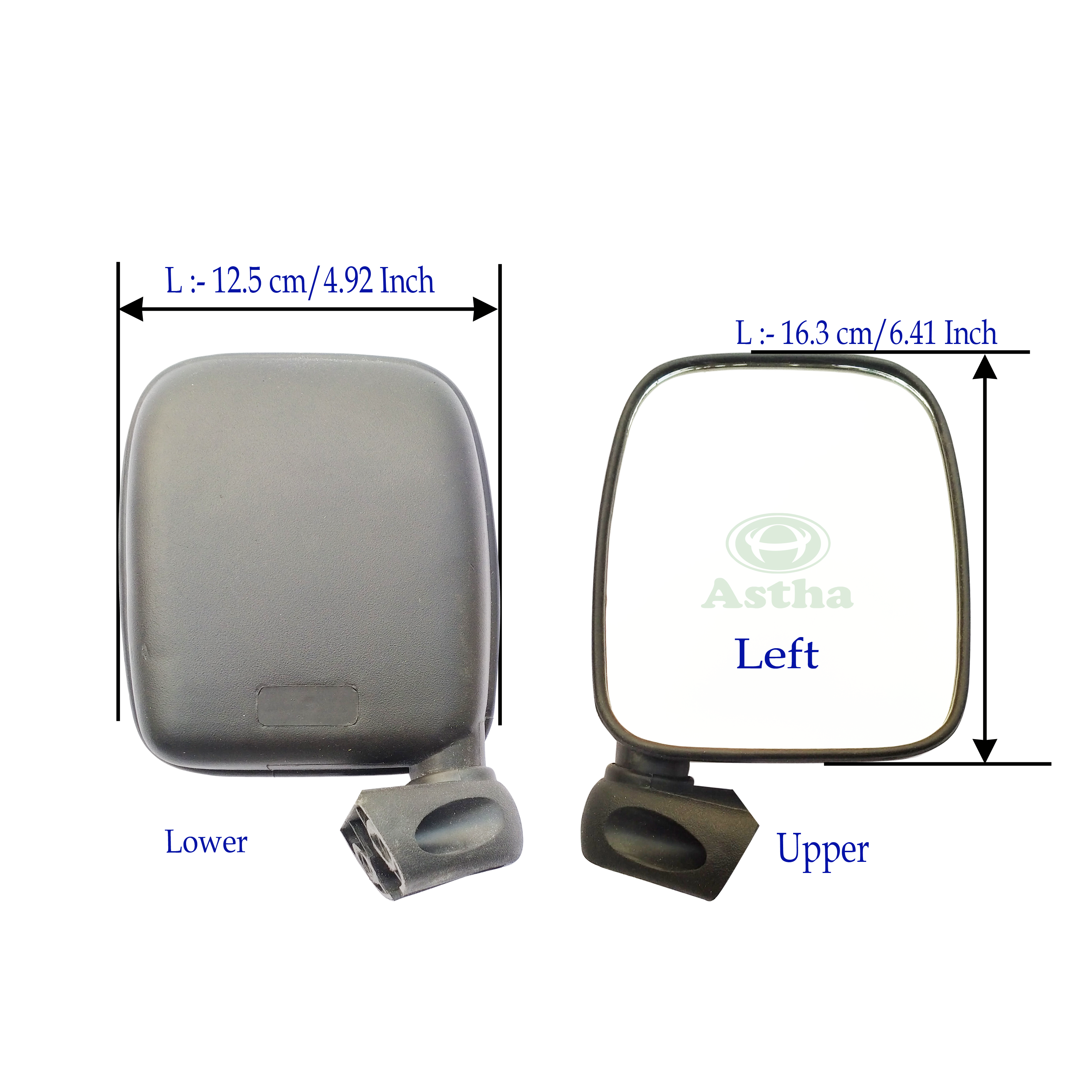 Mirror Rear View LH-Square(Black Cover) 4W Maruti